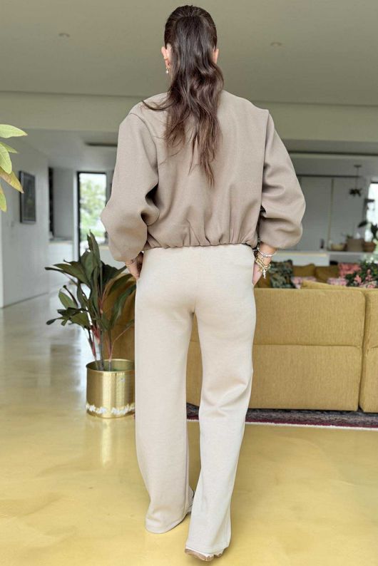 Made in Italy Beluga Soft Crop Bomber Jacket Mocha